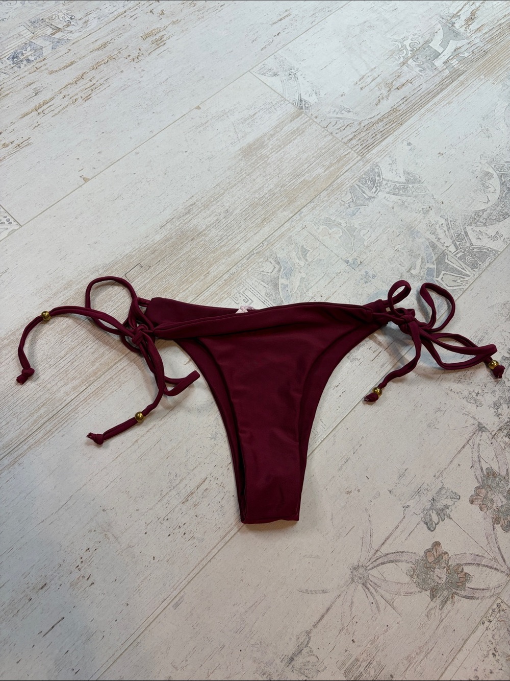 Maroon Red Tie Side Cheeky Bikini Bottoms Size Medium Cupshe